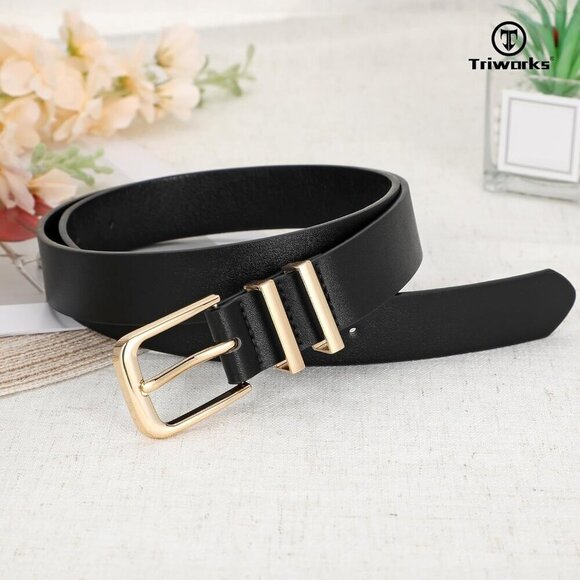 Women Belts Leather 3 Pack Adjustable Classic Black Brown Beige Fashion